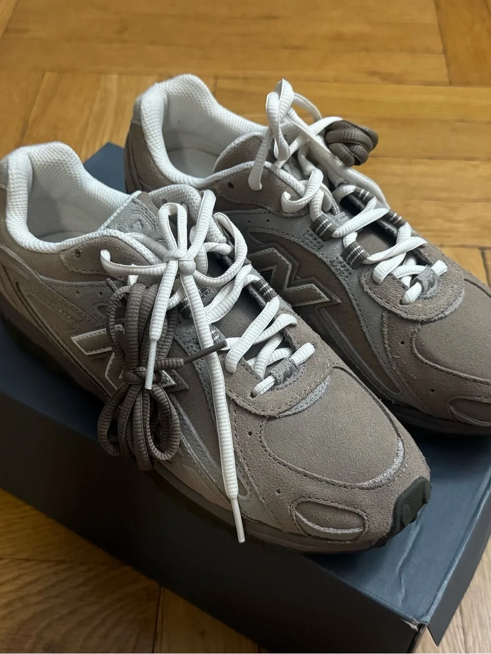 New Balance Men's Taupe Suede & Mesh Sneakers